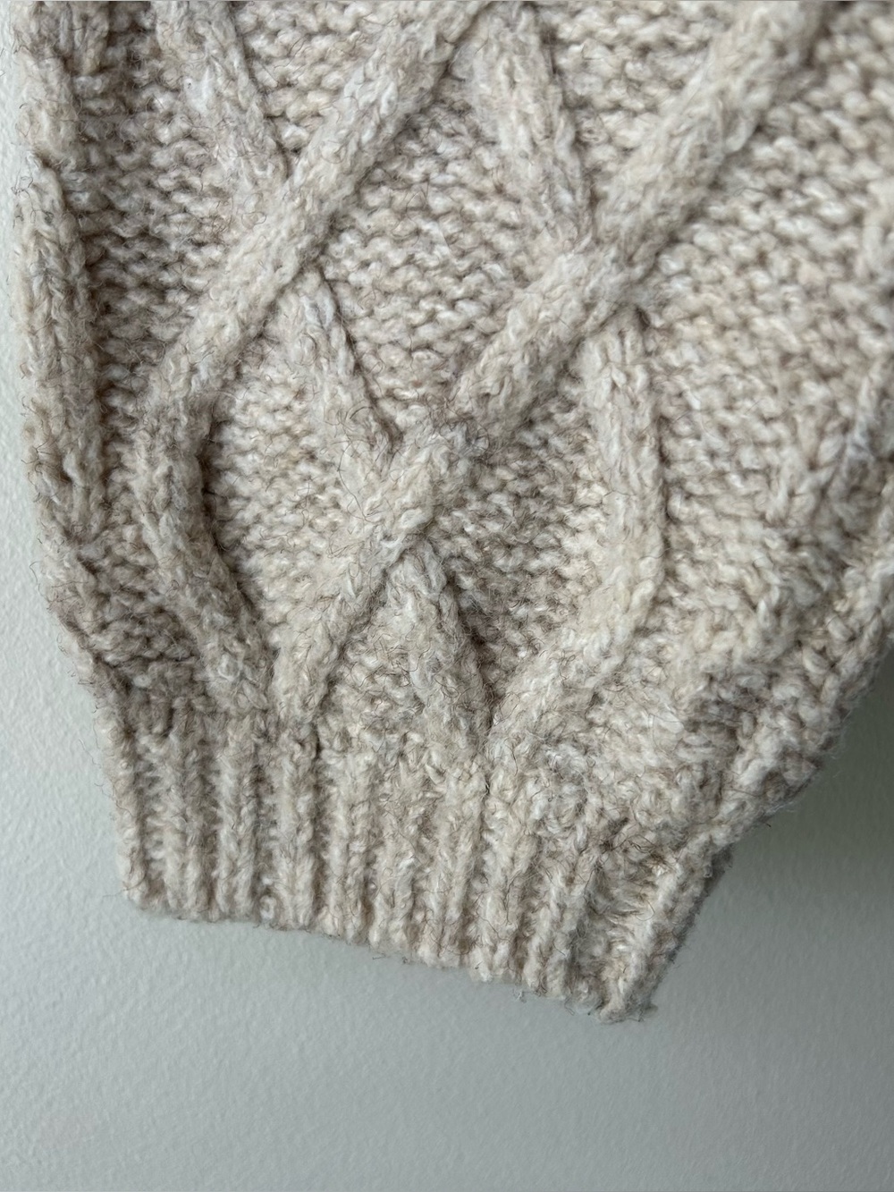 Lucky Brand Cableknit Chunky Cardigan Sweater Heathered Oatmeal Cream M - Picture 8 of 10